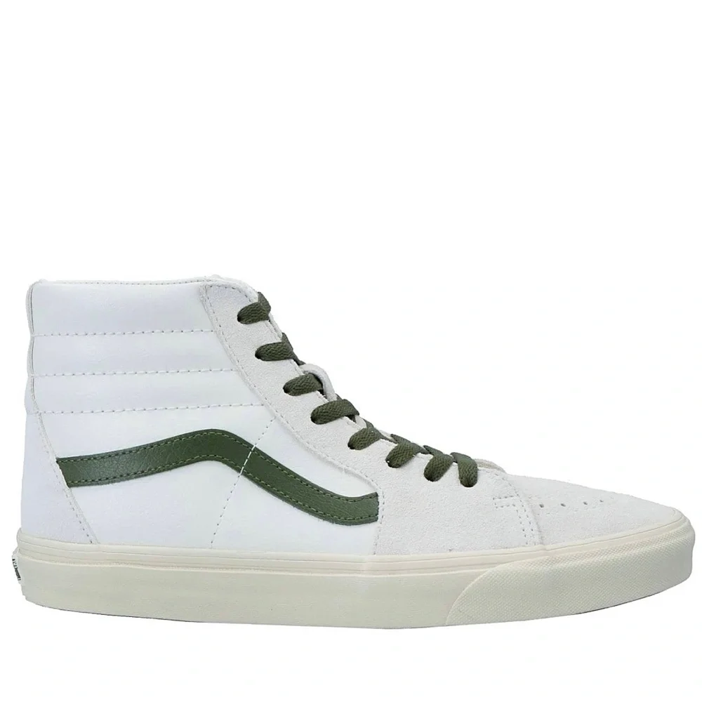 NWT Vans Sk8 Hi Leather Sneakers in Vintage Pop - Marshmallow Turtledove shoes - Picture 4 of 15
